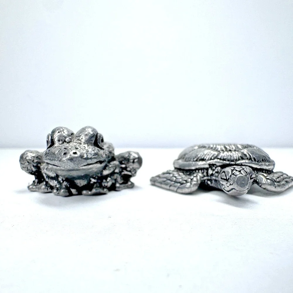 Vintage‎ Sea Turtle Taper Candle Holders Silver Tone Coastal Beach Decor